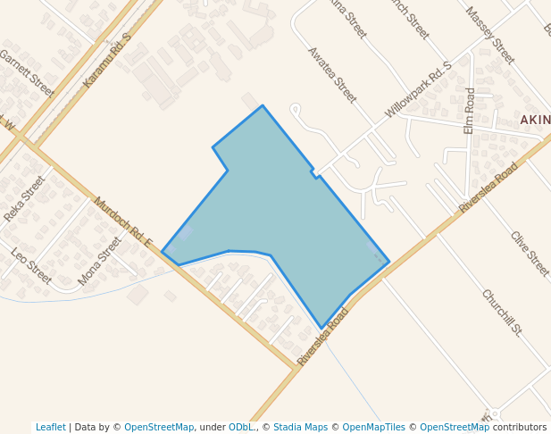 walking in Akina Park map in Hastings