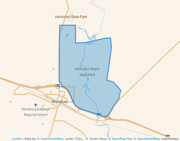 walking in Homolovi Ruins State Park map in Winslow