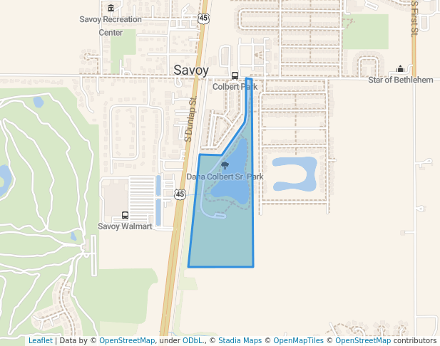 walking in Dana Colbert Sr. Park map in Savoy