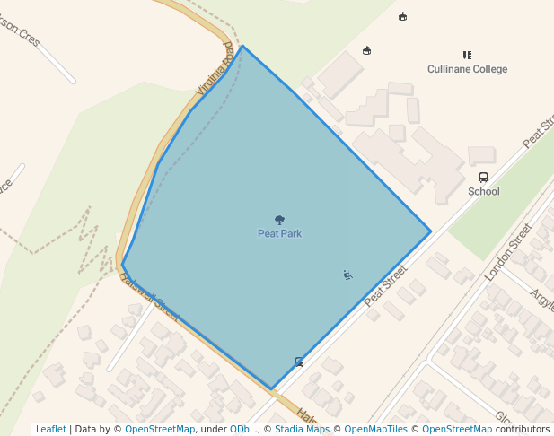walking in Peat Park map in Whanganui