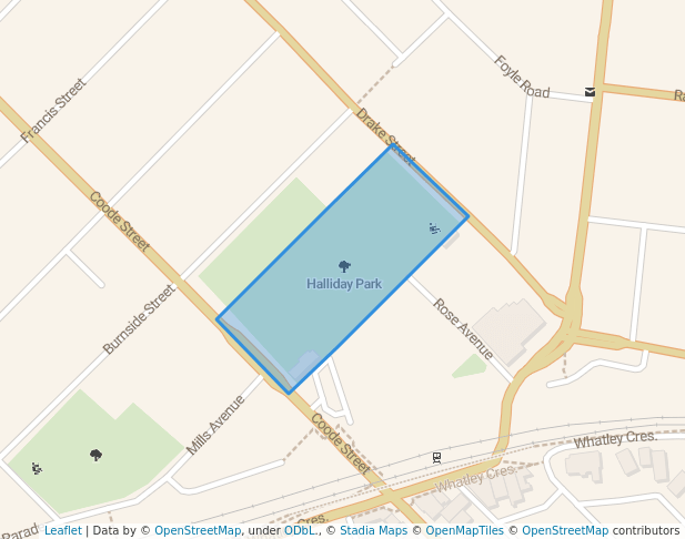 Halliday Park in Bayswater | Map and Routes
