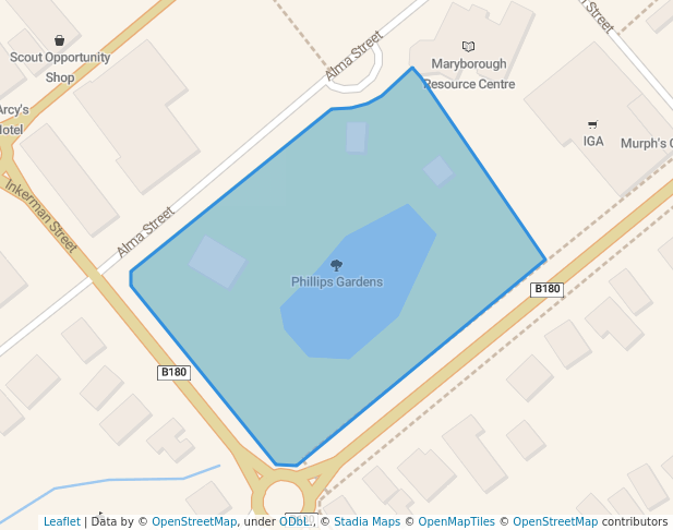 walking in Phillips Gardens map in Maryborough