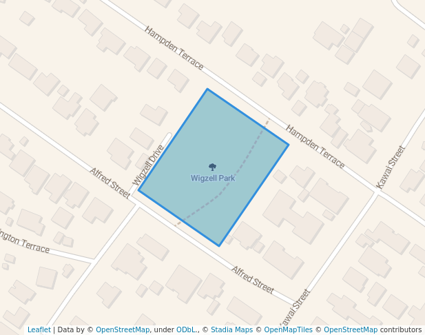 walking in Wigzell Park map in Nelson