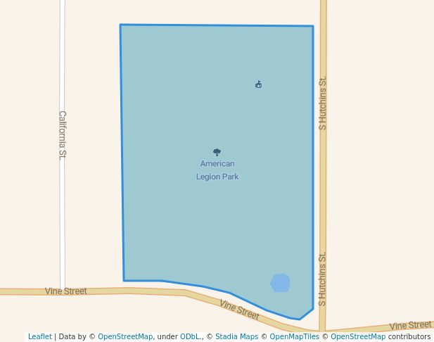 walking in American Legion Park map in Lodi