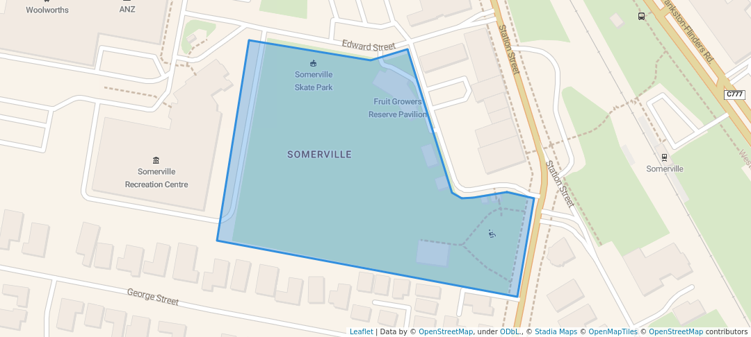 walking in Fruit Growers Reserve map in Somerville