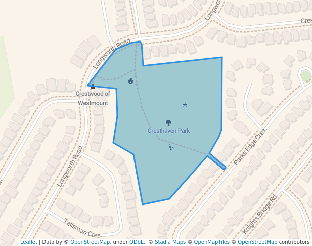 walking in Cresthaven Park map in London