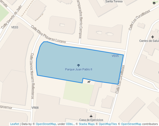 walking in Parque Juan Pablo II map in Albacete