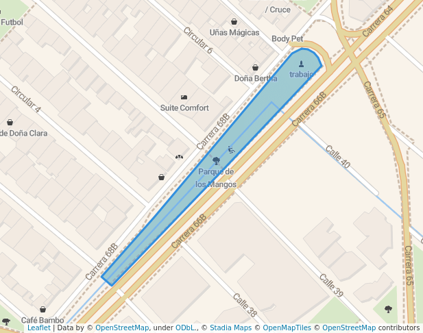 walking in Parque de los Mangos map in Medellín