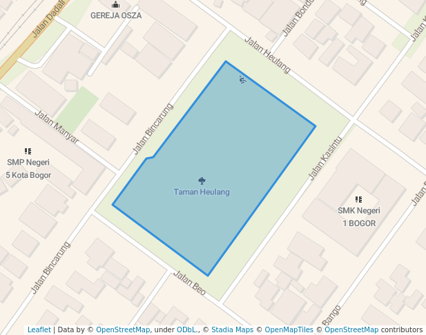 walking in Taman Heulang map in Bogor