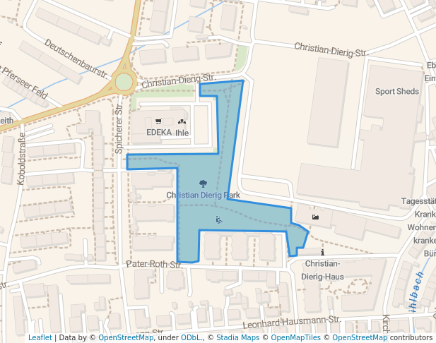 walking in Christian Dierig Park map in Augsburg