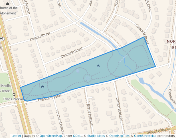 walking in Evans Parkway Park map in Wheaton-Glenmont