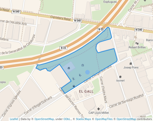 walking in Parc Pou d'en Fèlix map in Esplugues de Llobregat