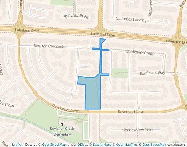 walking in Dawson Crescent Park map in Sherwood Park
