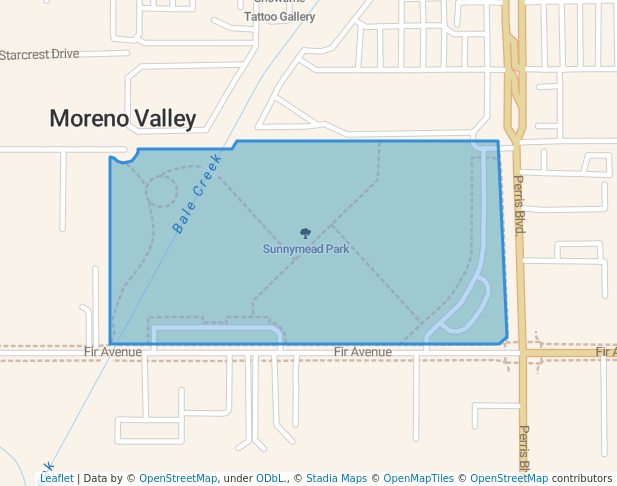 walking in Sunnymead Park map in Moreno Valley