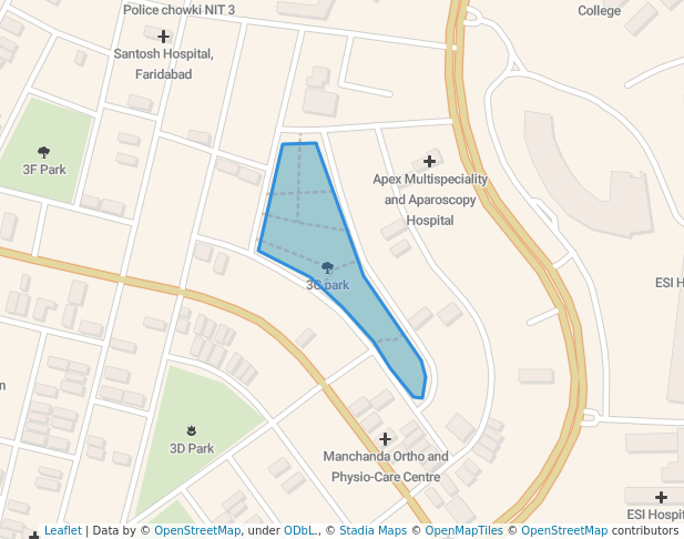 walking in 3C park map in Faridabad