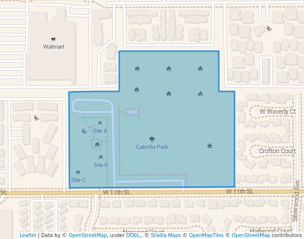 walking in Cabrillo Park map in Upland