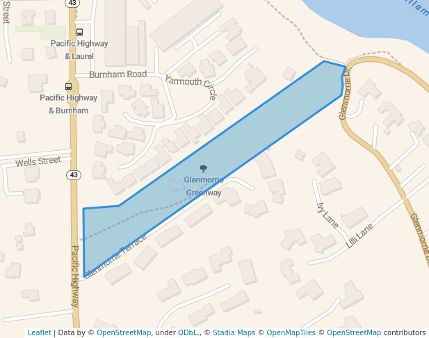 walking in Glenmorrie Greenway map in Lake Oswego