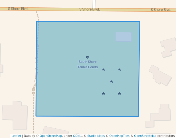 walking in South Shore Tennis Courts map in Lake Oswego
