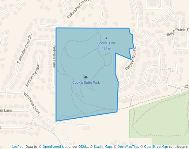 walking in Cook's Butte Park map in Lake Oswego