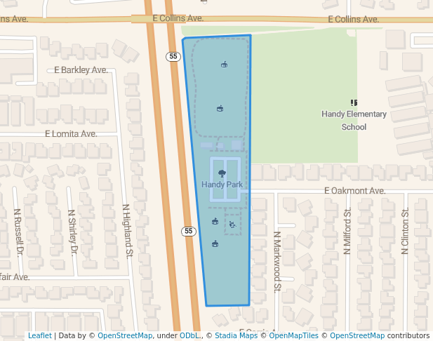 walking in Handy Park map in Orange