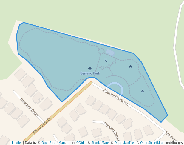 walking in Serrano Park map in Orange