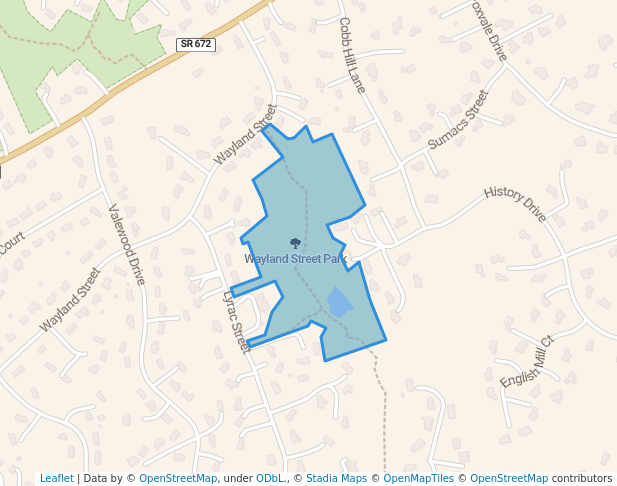 walking in Wayland Street Park map in Oakton