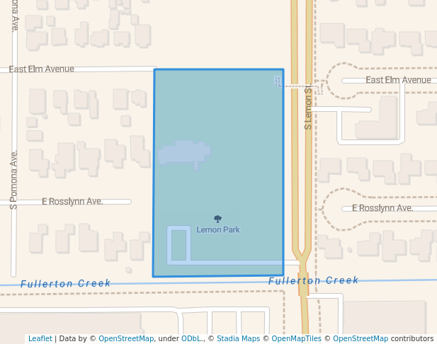 walking in Lemon Park map in Fullerton