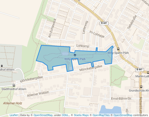 walking in Willy-Spahn-Park map in Hannover