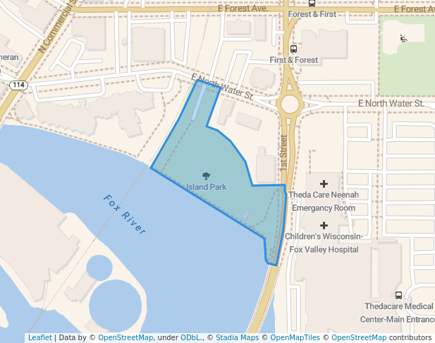 walking in Island Park map in Neenah