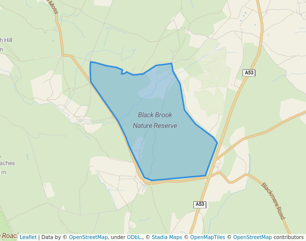 walking in Black Brook Nature Reserve map in Upper Hulme