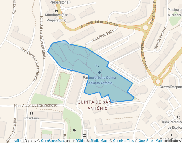 walking in Parque Urbano Quinta de Santo António map in Algés