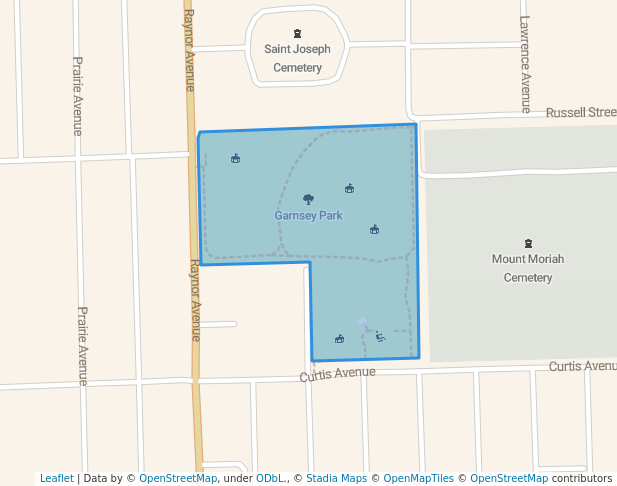 walking in Garnsey Park map in Joliet