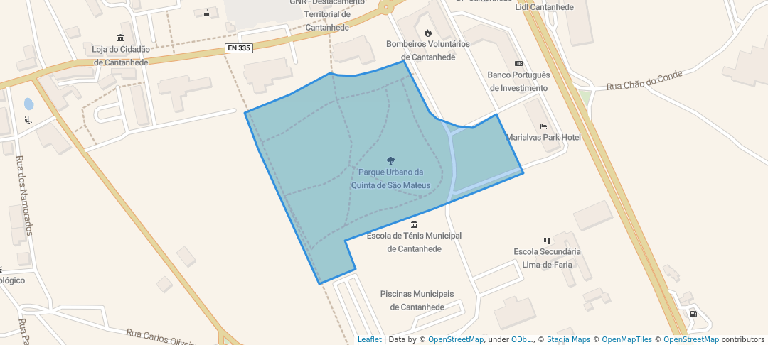 walking in Parque Urbano da Quinta de São Mateus map in Cantanhede