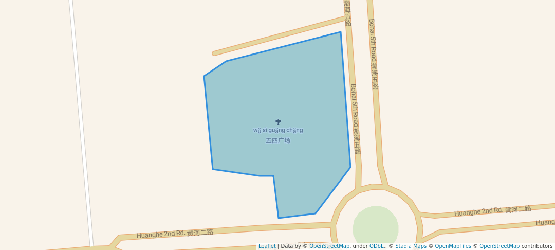 walking in 五四广场 map in Bin Zhou Shi