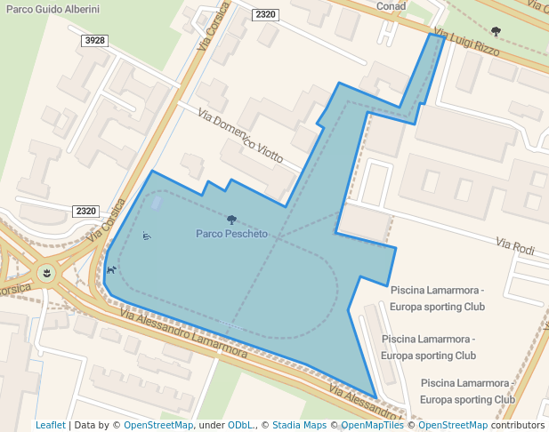 walking in Parco Pescheto map in Brescia