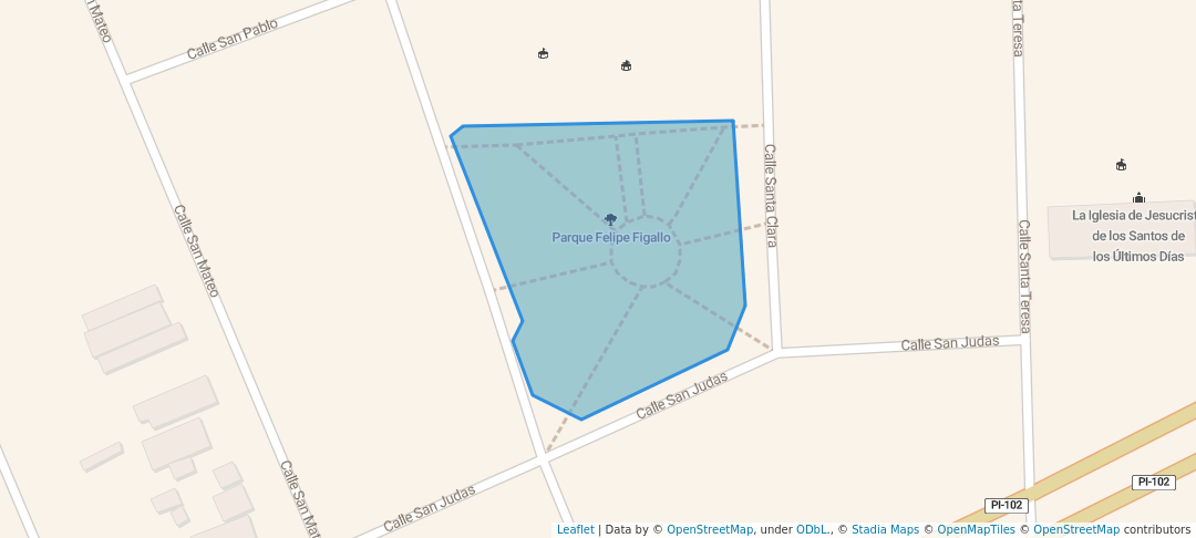 walking in Parque Felipe Figallo map in Sullana