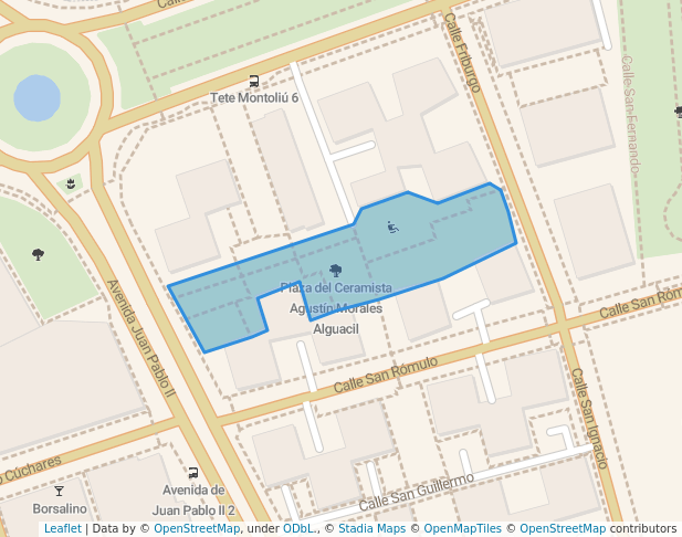 walking in Plaza del Ceramista Agustín Morales Alguacil map in Granada