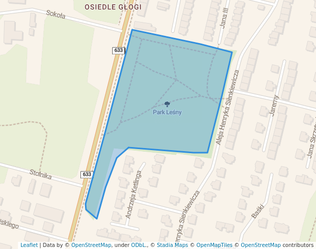 walking in Park Leśny map in Nieporęt