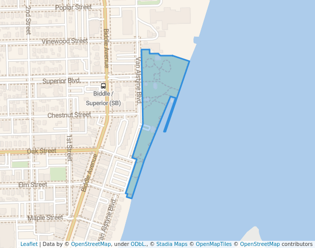 walking in Bishop Park map in Wyandotte