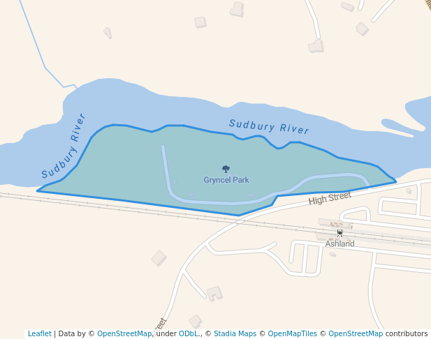 walking in Gryncel Park map in Ashland