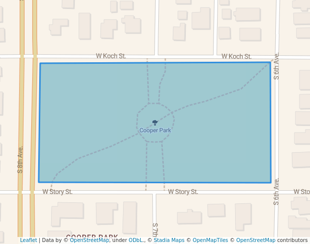 walking in Cooper Park map in Bozeman