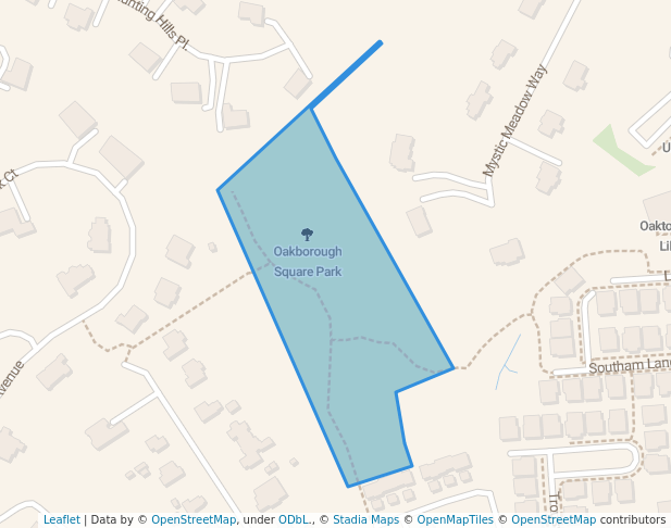 walking in Oakborough Square Park map in Oakton
