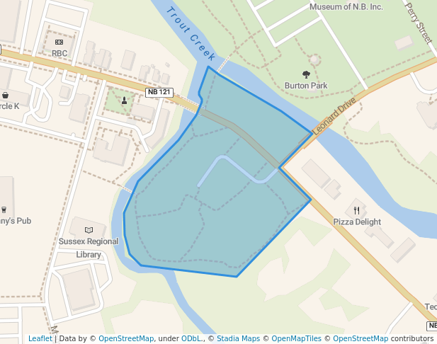 walking in O'Connell Park map in Sussex