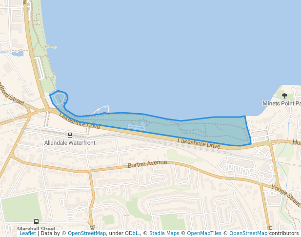 walking in Allandale Station Park map in Barrie
