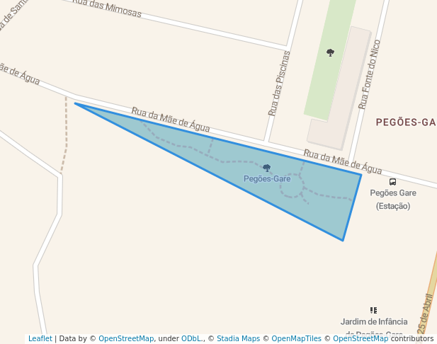 walking in Pegões-Gare map in Cruzamento Pegões