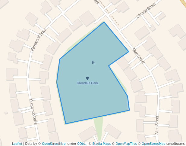 walking in Glendale Park map in Tillsonburg