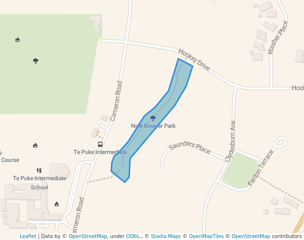 walking in Noel Bowyer Park map in Te Puke