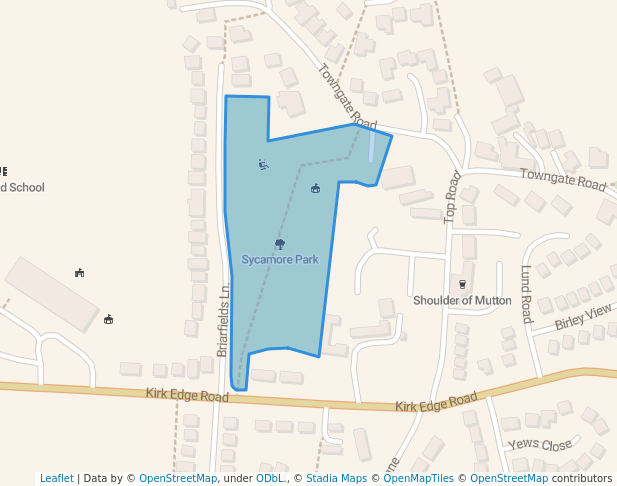walking in Sycamore Park map in Worrall