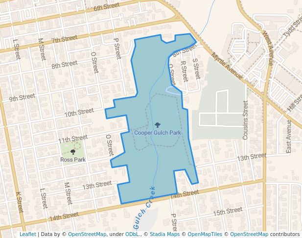 walking in Cooper Gulch Park map in Eureka