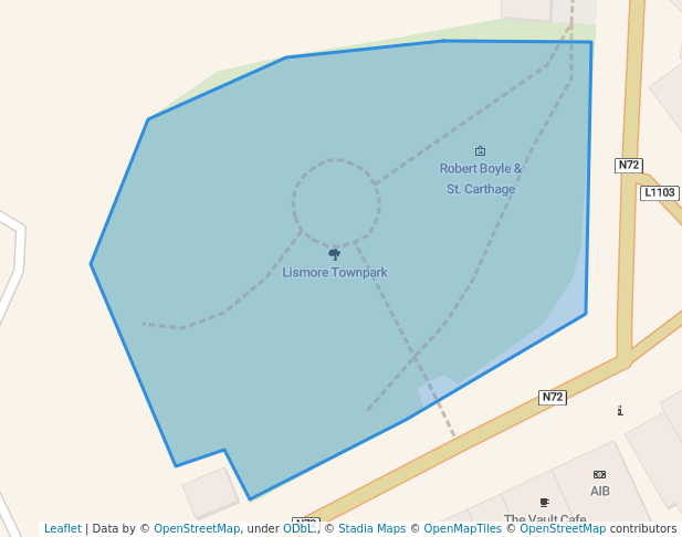 walking in Lismore Townpark map in Lismore